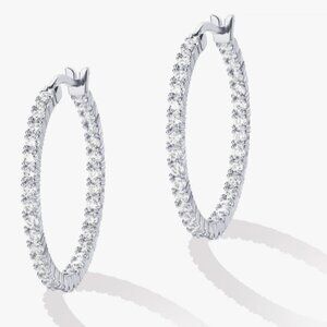 PAVOI 14K Gold Plated 925 Sterling Silver Post Cubic Zirconia Hoop Earrings